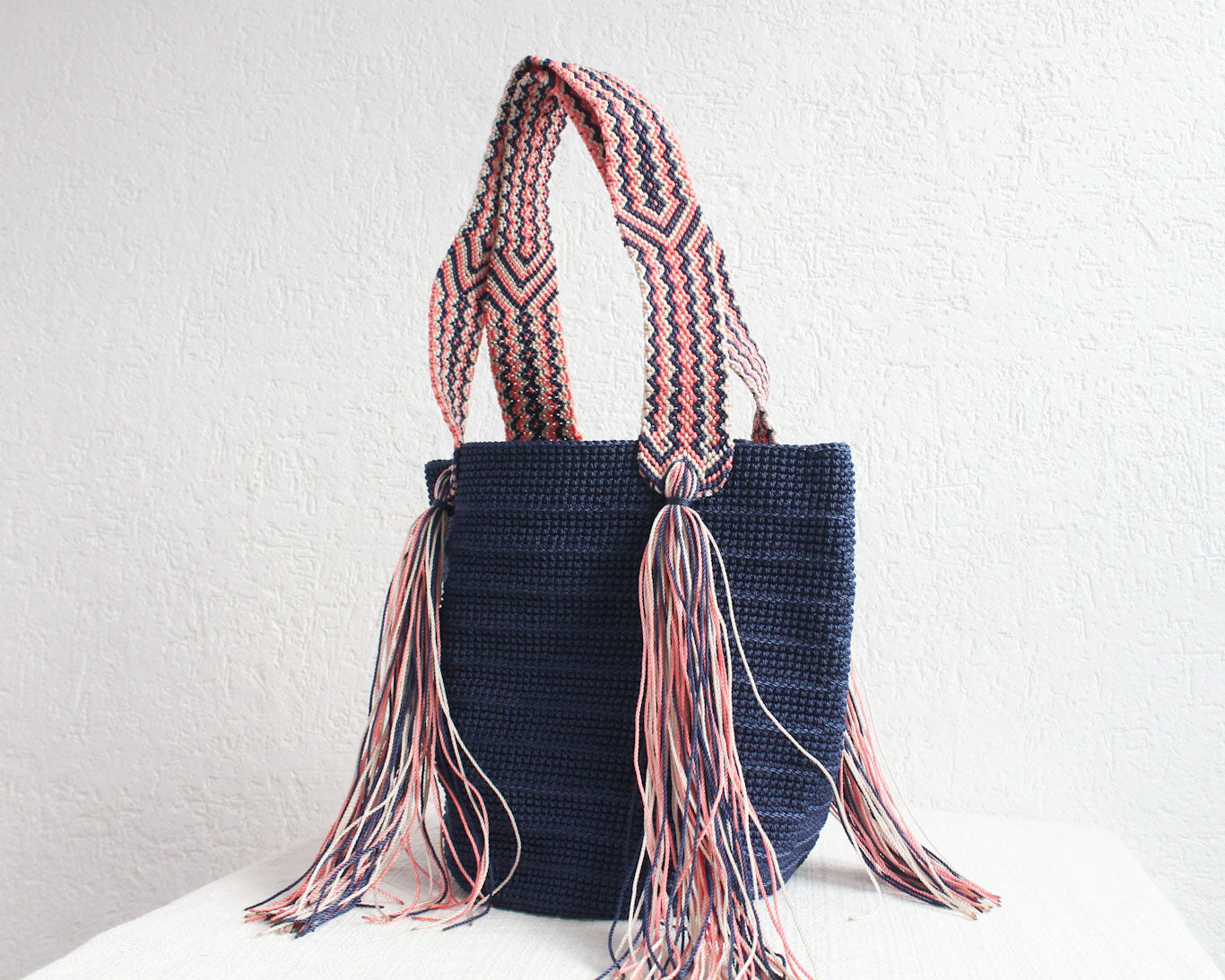 Bolso de mano Azul Marino Coral Marfil