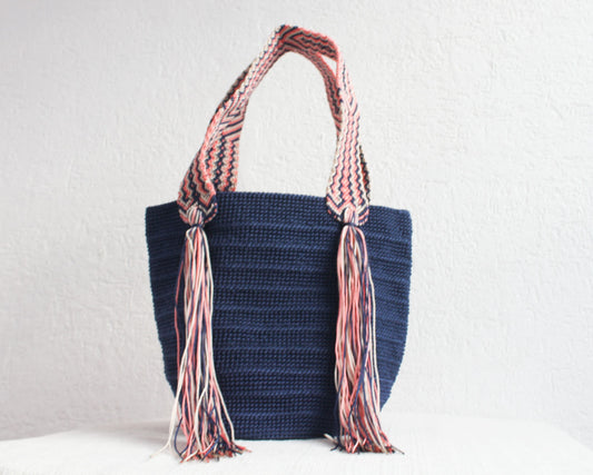 Bolso de mano Azul Marino Coral Marfil