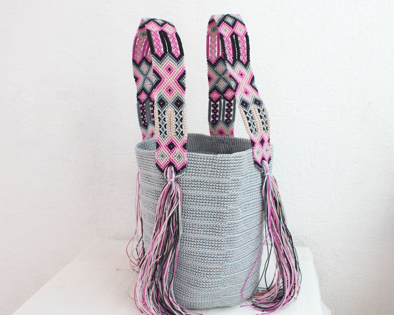 Bolso de mano Gris Rosa Negro