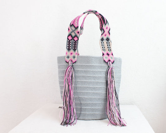 Bolso de mano Gris Rosa Negro