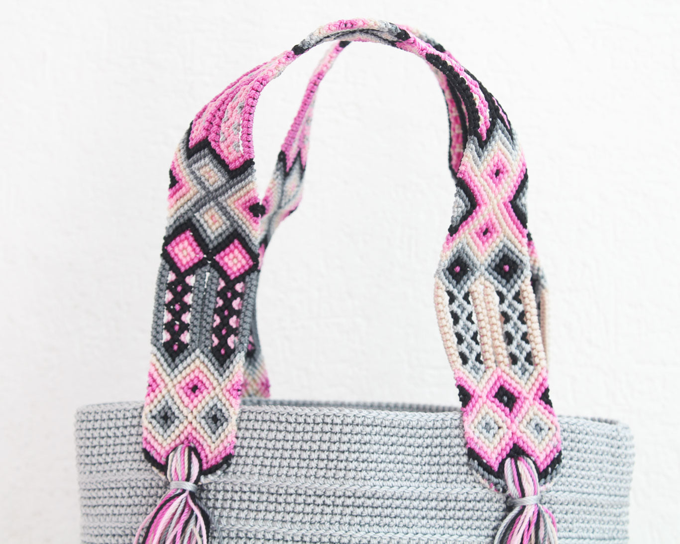 Bolso de mano Gris Rosa Negro