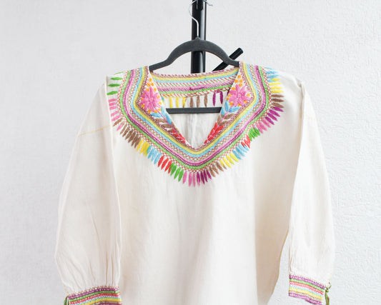 Blusa Flores Bordadas M Imelda Manta Colores Pastel