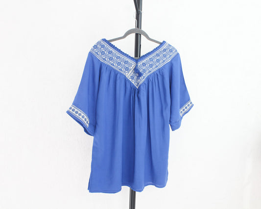 Blusa Cuello V Azul Rey Estrellas