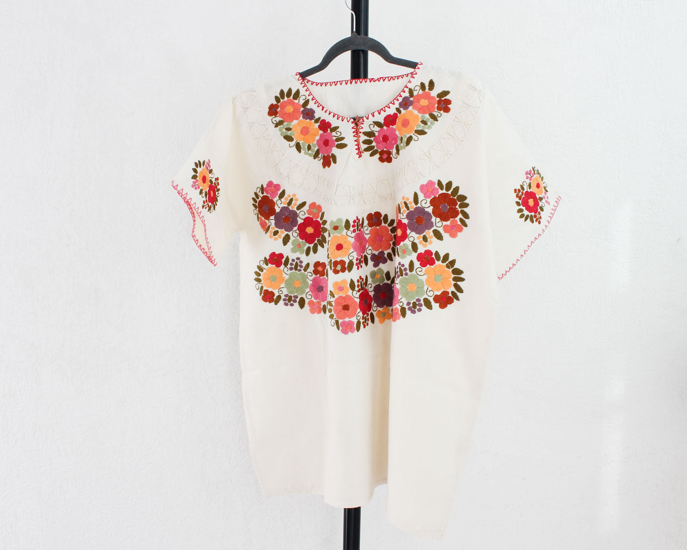 Blusa Flores Bordadas XXL Manta Rosa Naranja