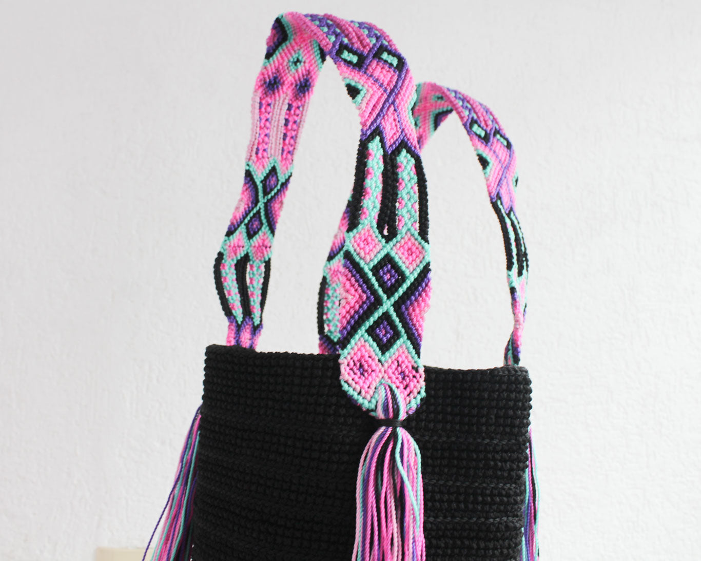 Bolso de mano Negro Lila Rosa