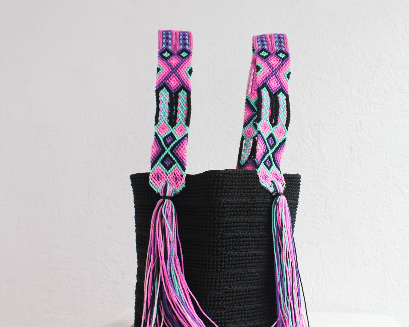 Bolso de mano Negro Lila Rosa
