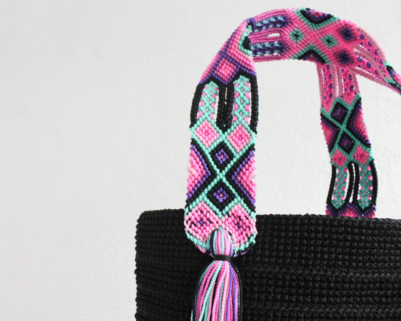 Bolso de mano Negro Lila Rosa
