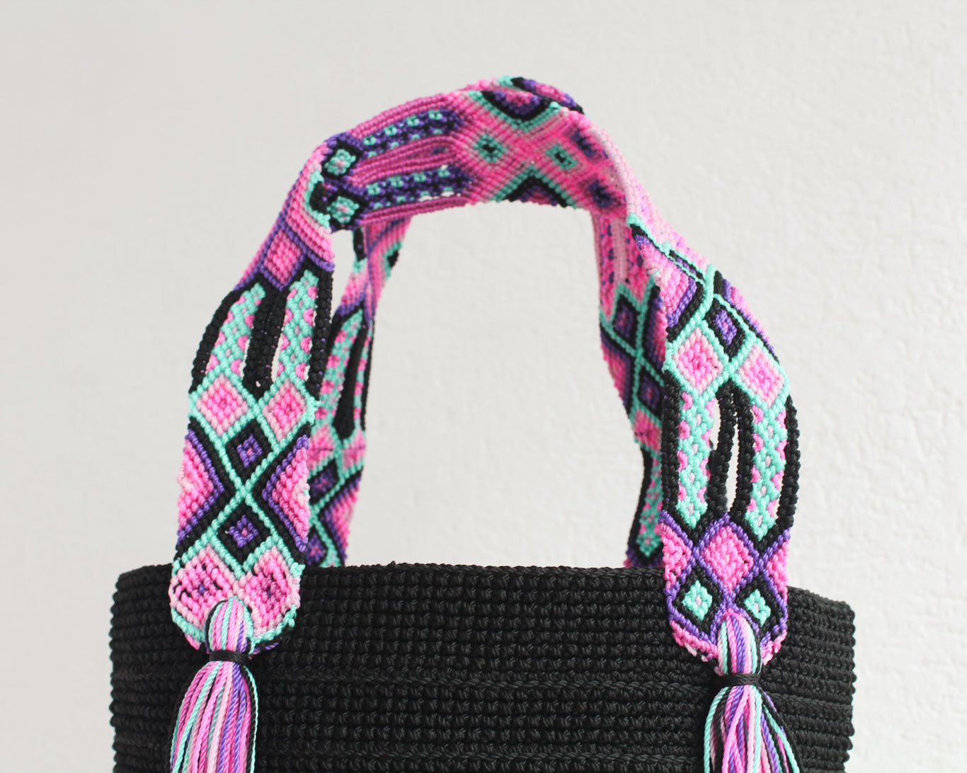 Bolso de mano Negro Lila Rosa