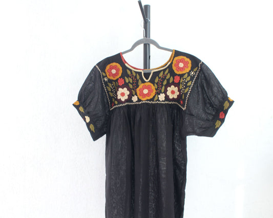 Blusa Mary Flores Negro XXL