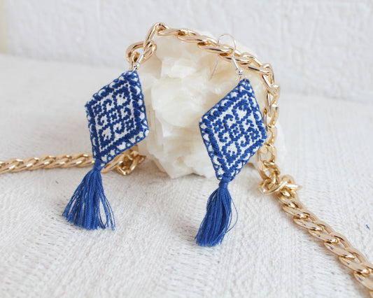Aretes Grecas Azul Rey