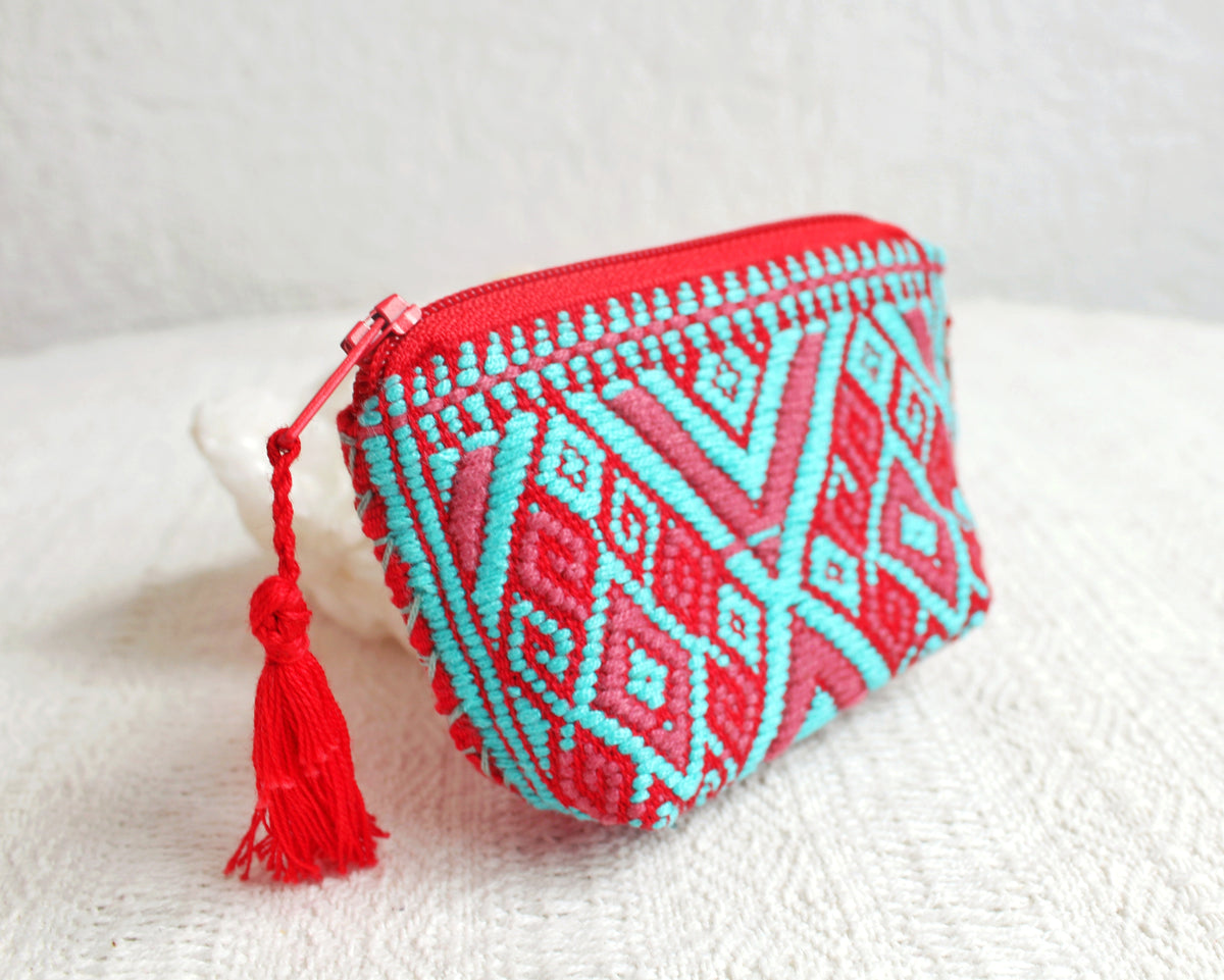 Mini Monedero Cosmos Rojo Turquesa