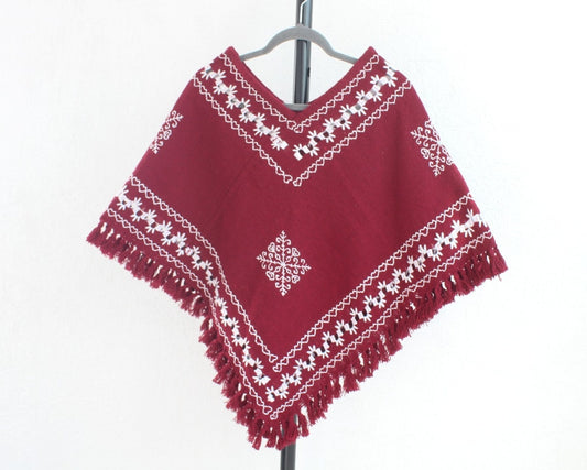 Mañanita Flores Rojo Blanco Bordado Mazahua