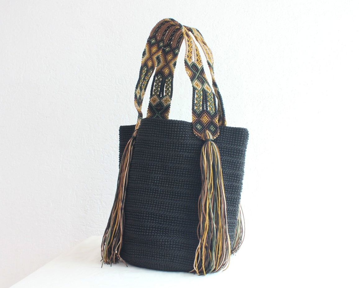Bolso de mano Negro Café Verde
