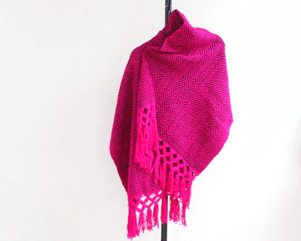 Rebozo Rombos Rosa Mx Negro