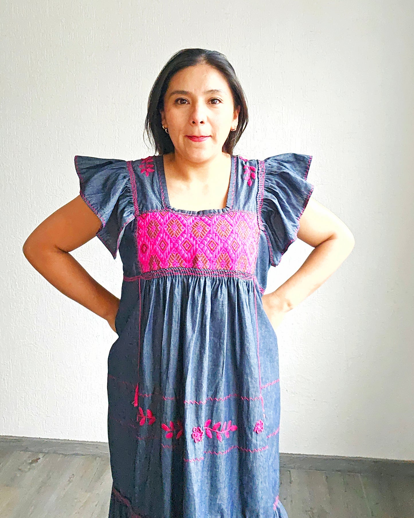 Vestido Lorena Rosa Mezclilla Unitalla