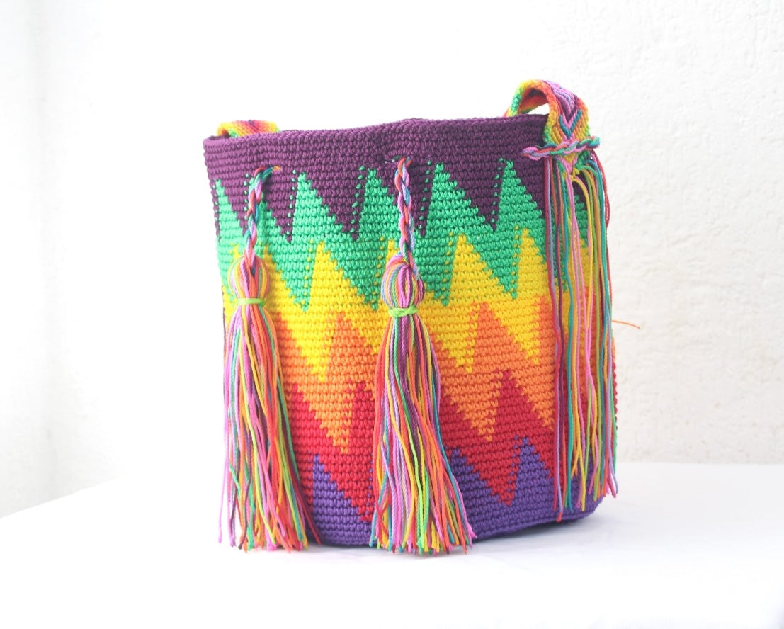 Bolso Morral ZigZag Uva Amarillo Naranja