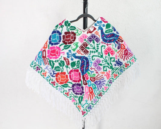 Mañanita PavoReal Blanco Rosa Punto de Cruz