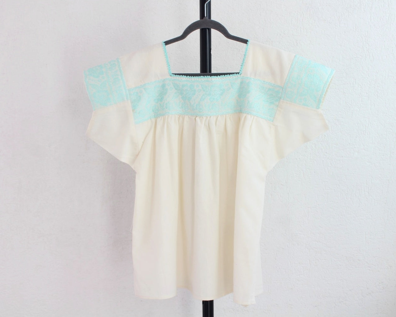 Blusa Tradicional Bordada Rosas Azul Claro L - XL