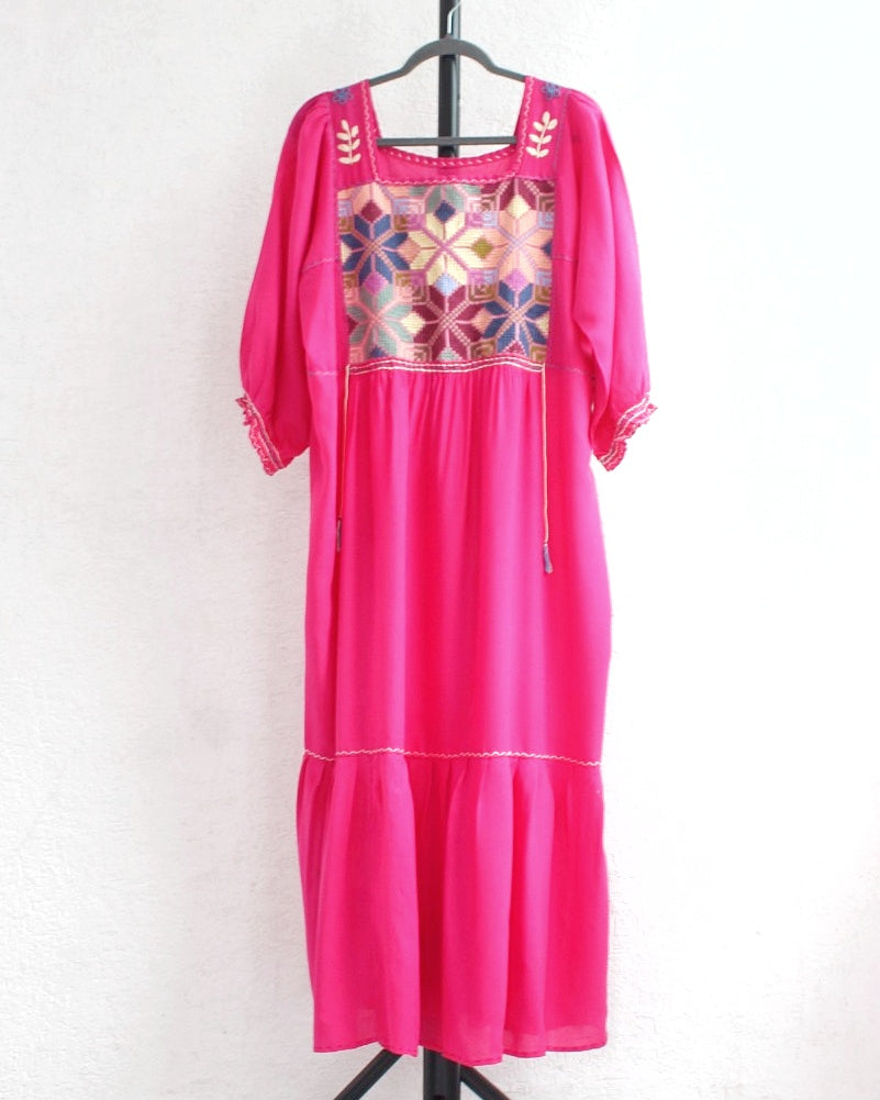 Vestido Julia Flores Manga XL /XXL Rosa Mx  2