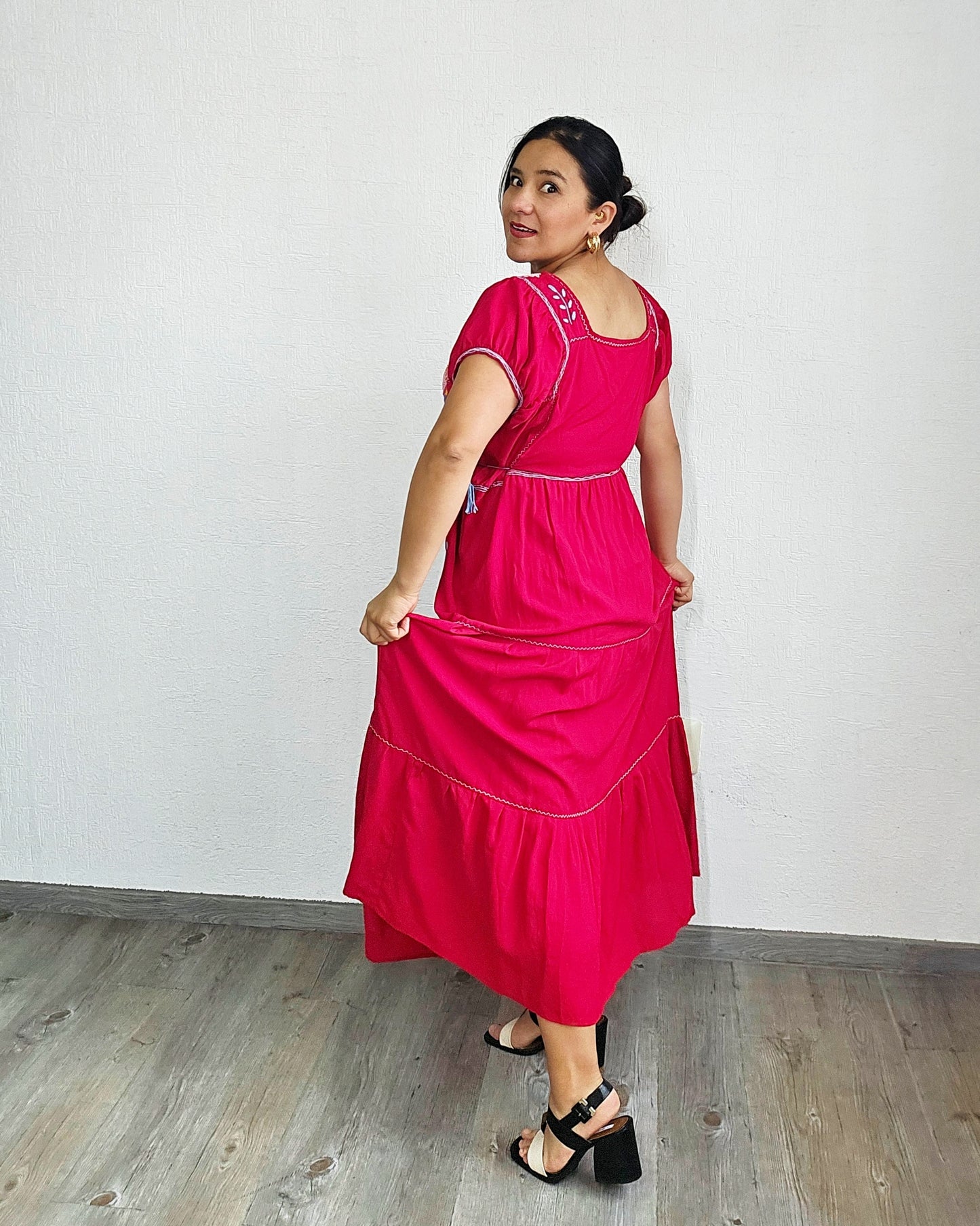 Vestido Maribel Flores Rojo Colores L / XL