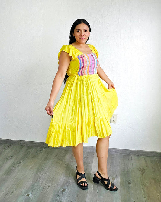 Vestido Anita Corto Nuditos Amarillo