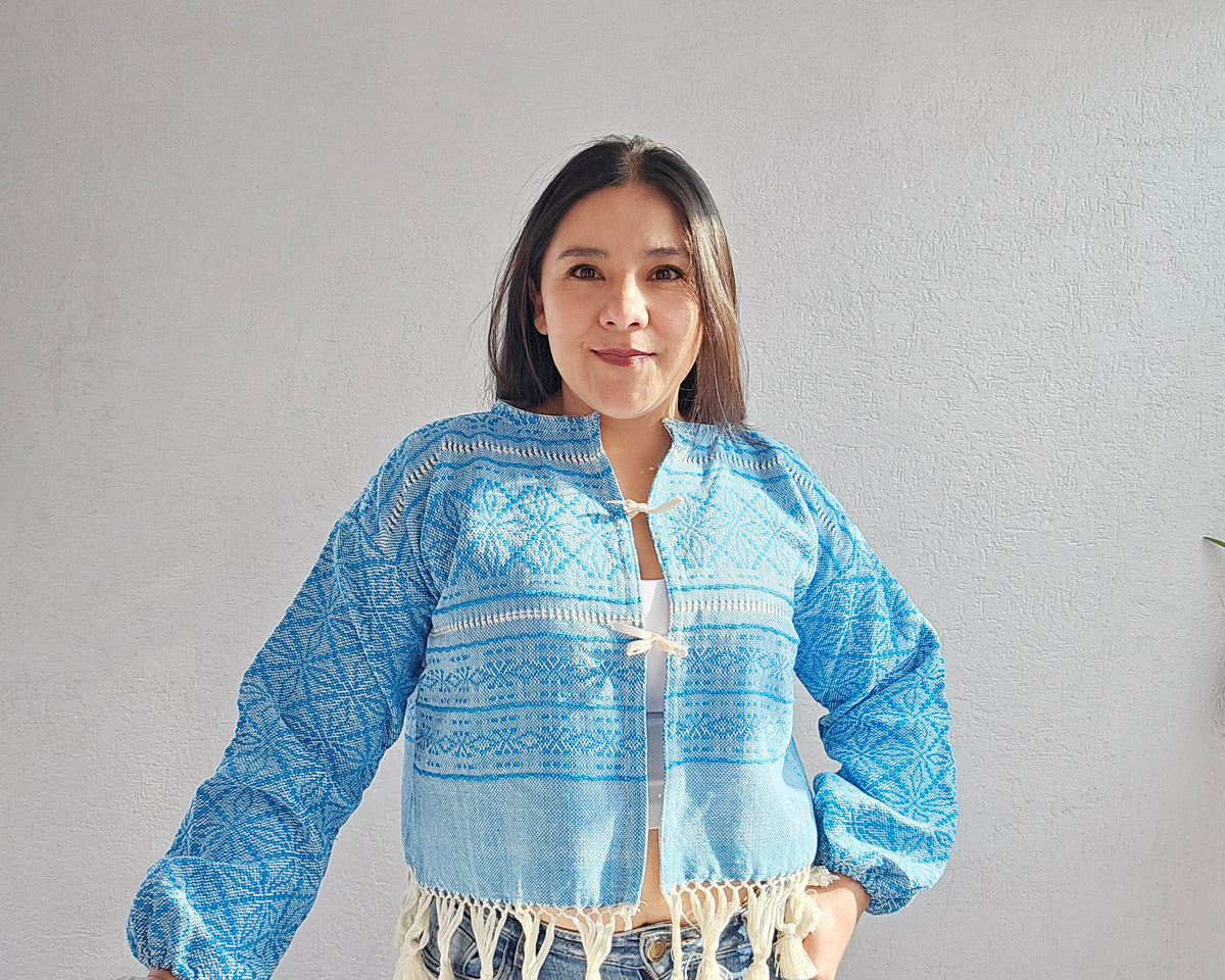 Saco Flores Azul Claro