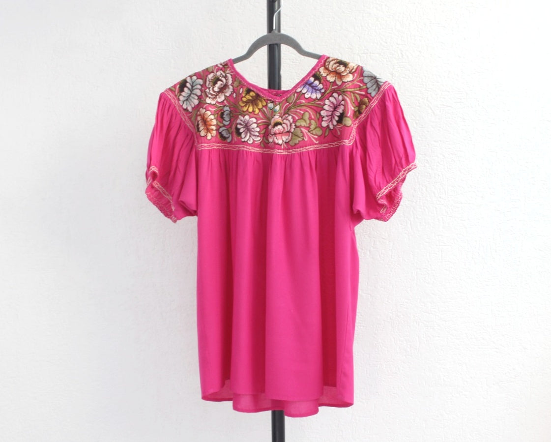 Blusa Abigail Flores Rosa Mexicano XXL