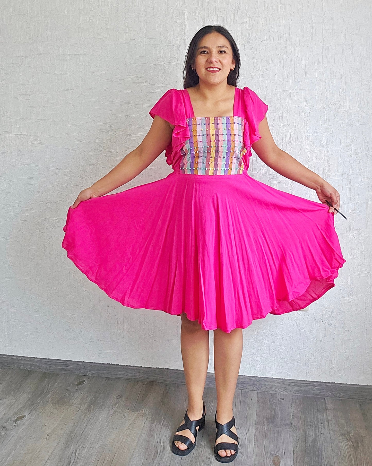 Vestido Anita Corto Nuditos Rosa