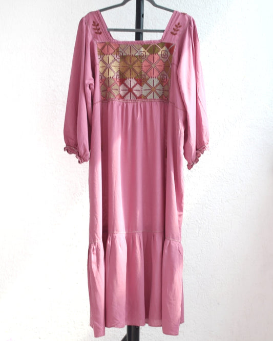 Vestido Julia Flores Manga 3/4 XL/ XXL Rosa 2