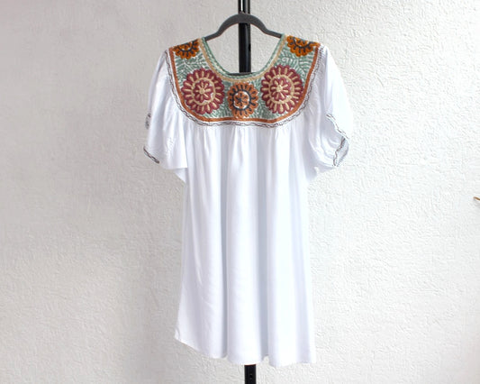 Blusa Aguacatenango Blanco Menta Mostaza
