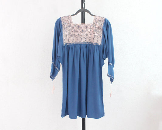 Blusa Elena Azul Rosa Claro Unitalla