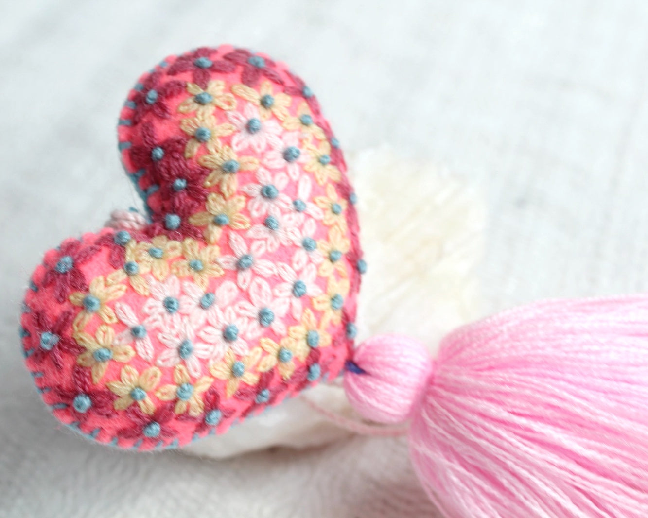 Corazón Florecitas Rosa Verde