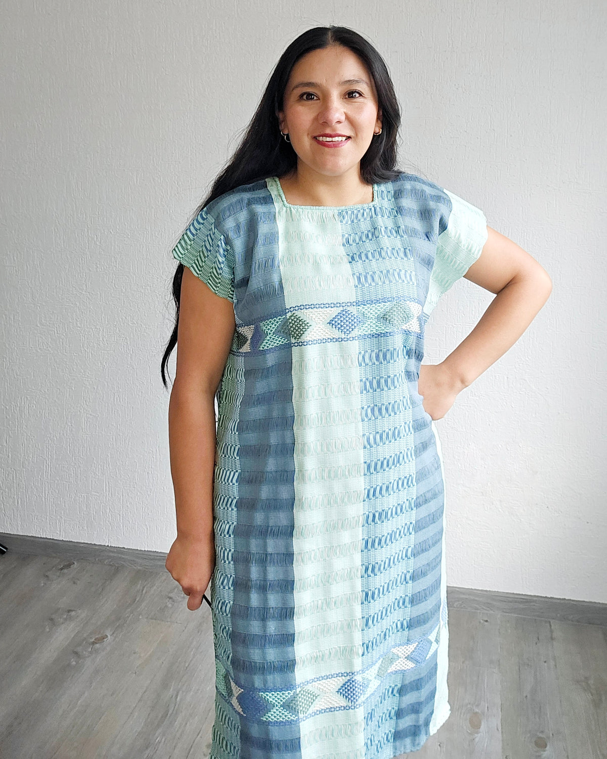 Huipil Angela Azul Aqua Unitalla