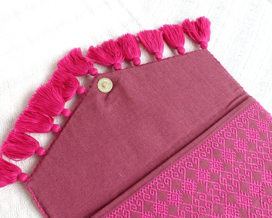 Clutch Artesanal Rizado Rosa Marsala