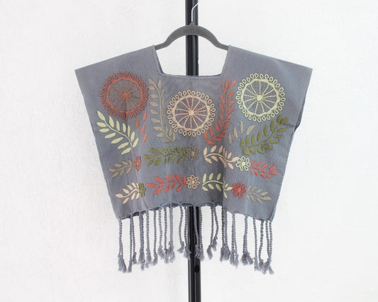 Crop Top Flores Rococo Gris