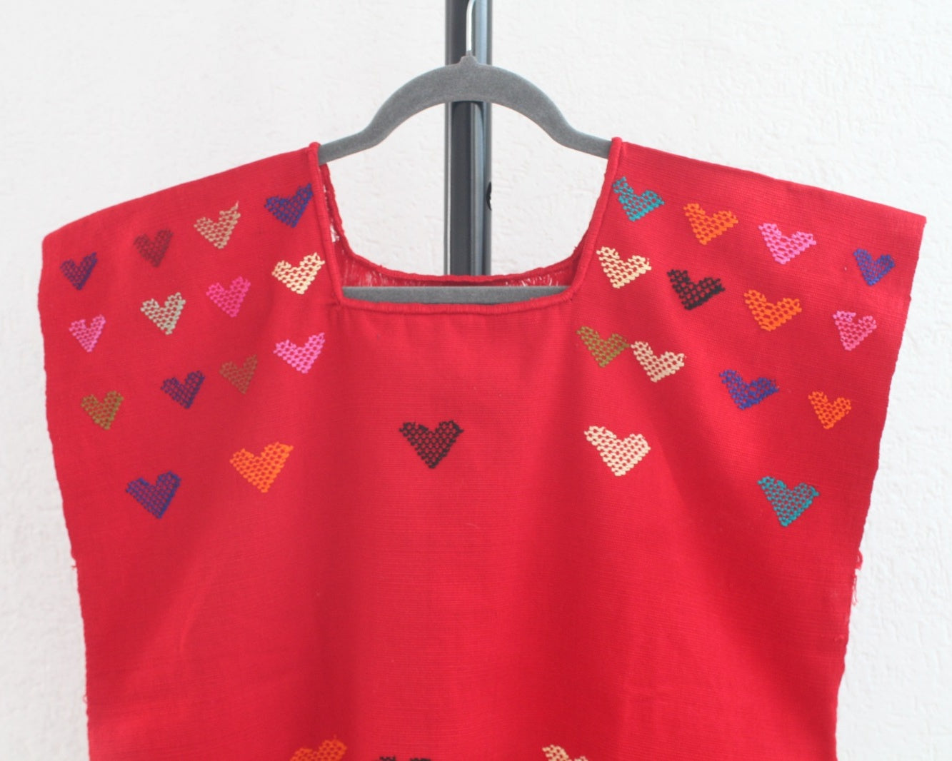 Blusa Huipil Corazones Rojo