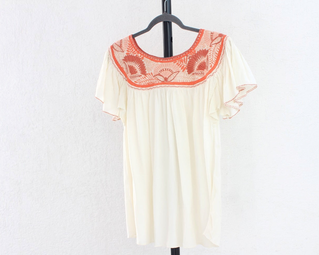 Blusa Aguacatenango Perla Naranja Coral