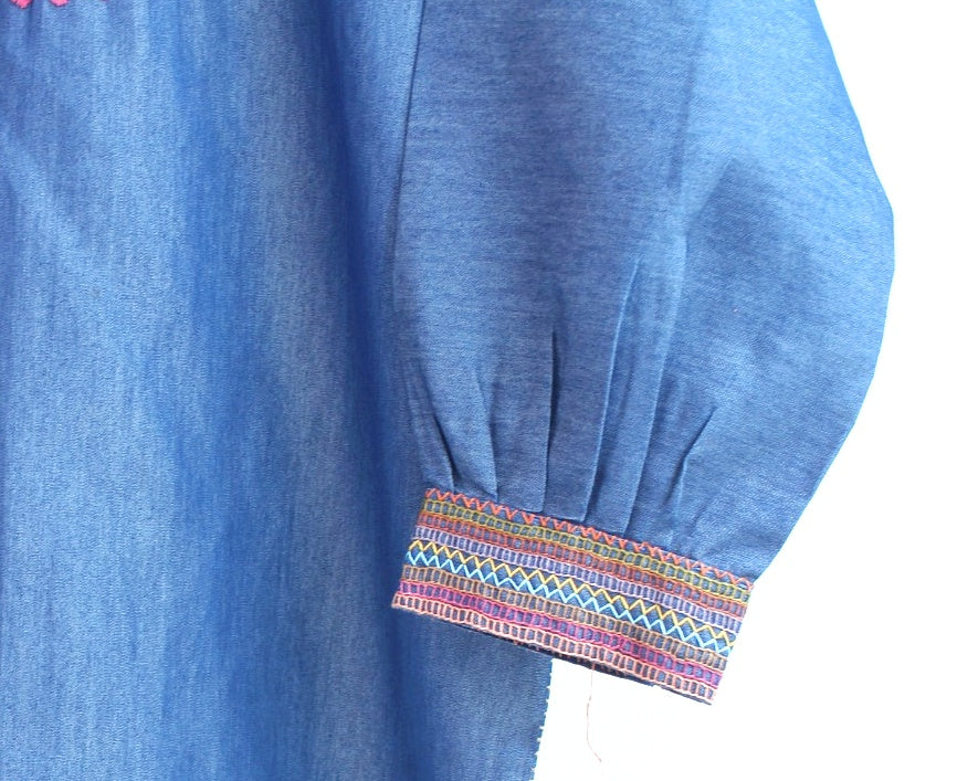 Blusa Imelda Mezclilla Flores Amarillo Naranja Unitalla