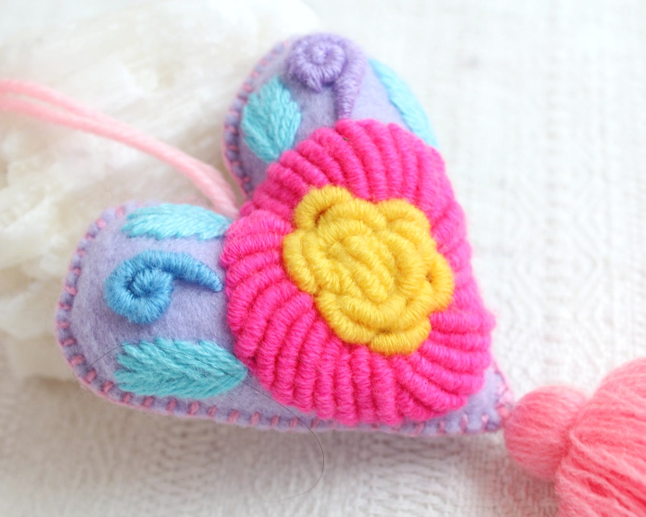 Corazón Flor Rococo Azul Rosa Amarillo