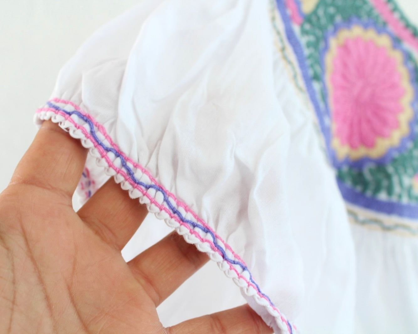 Blusa Aguacatenango Blanco Rosa Verde Lila