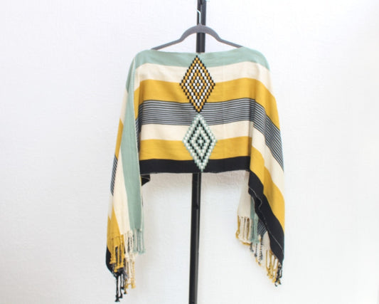 Jorongo Rombos Menta Blanco Amarillo