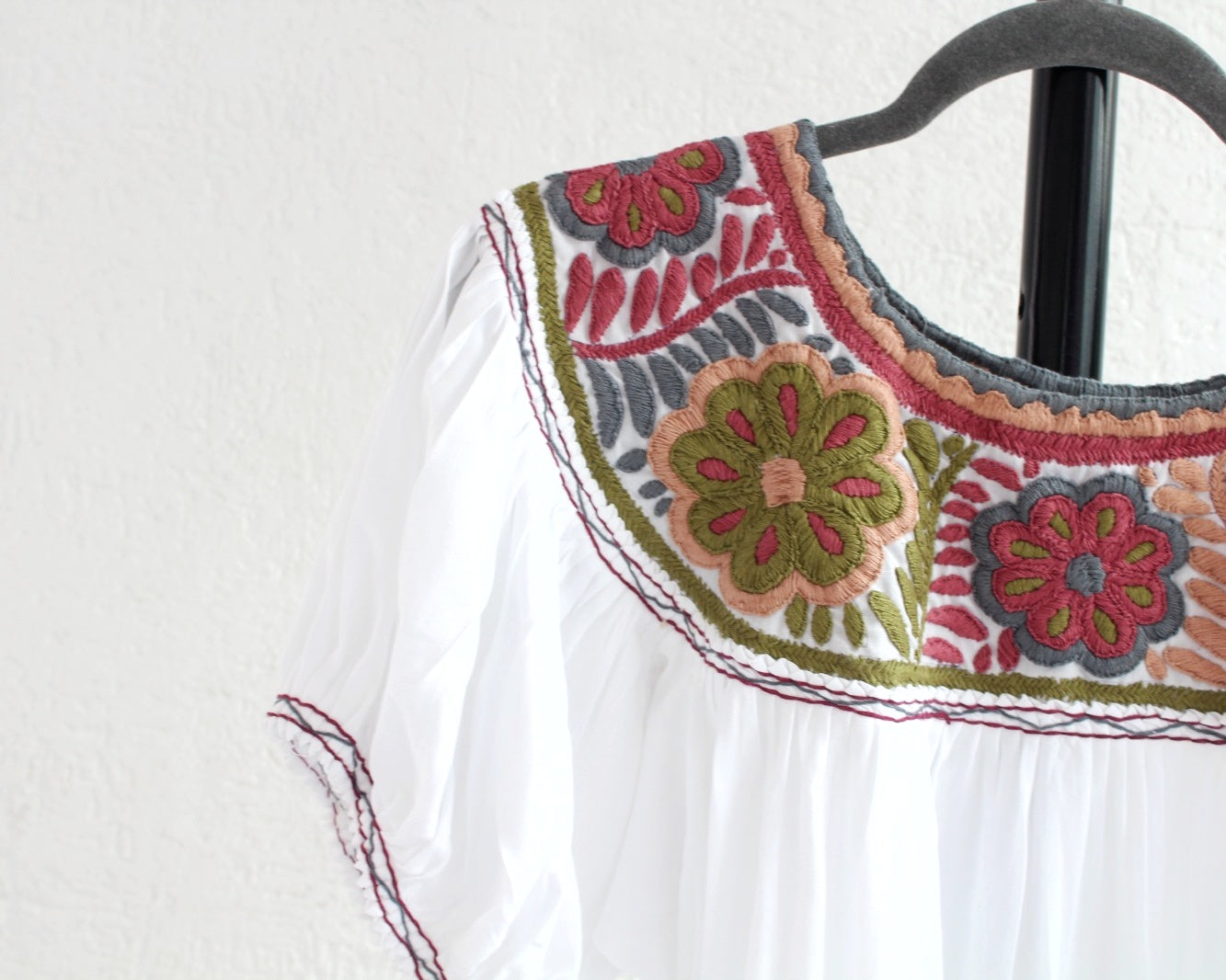 Blusa Aguacatenango Blanco Cafe Verde Unitalla