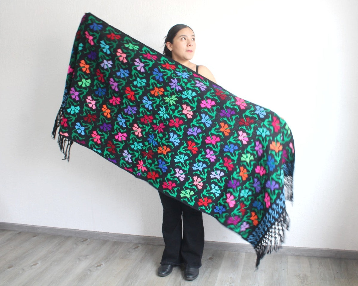 Rebozo Flores Colores Grande