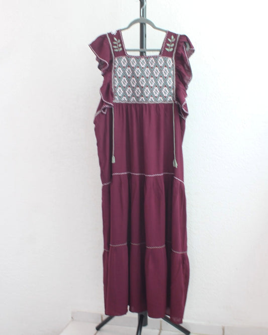 Vestido Josefina Vino Menta Unitalla