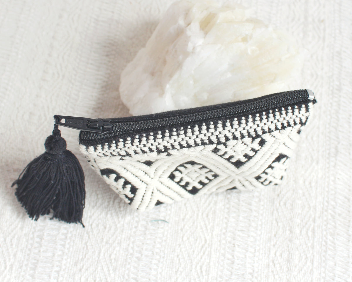 Mini Monedero Estrellitas Blanco Negro