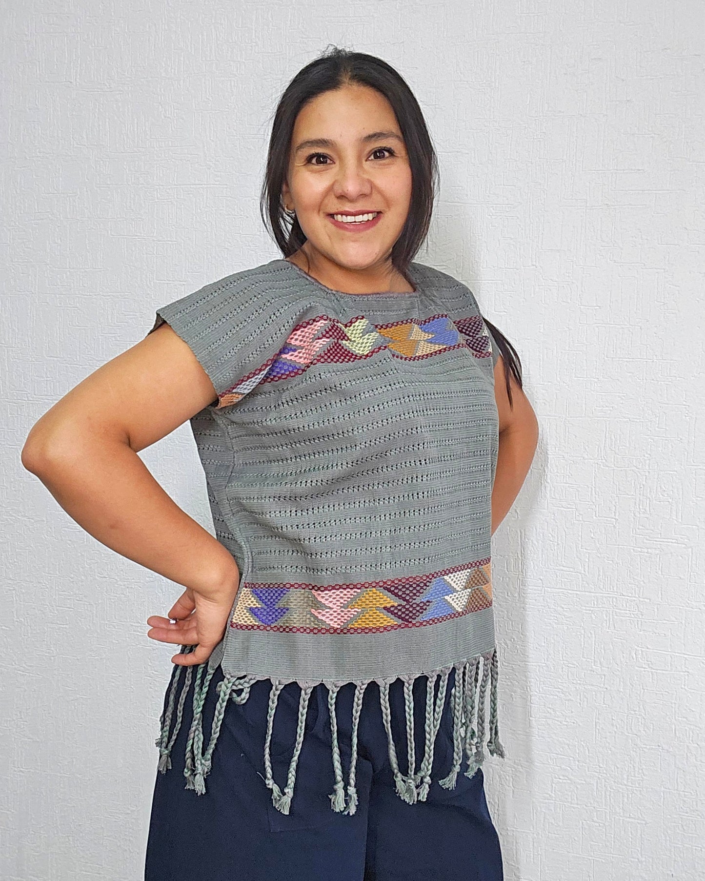 Huipil Angela Gris Verde XL