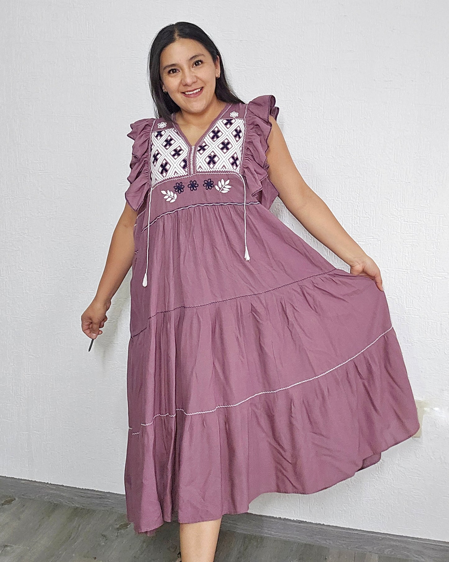 Vestido Antonia Malva Blanco 2XL