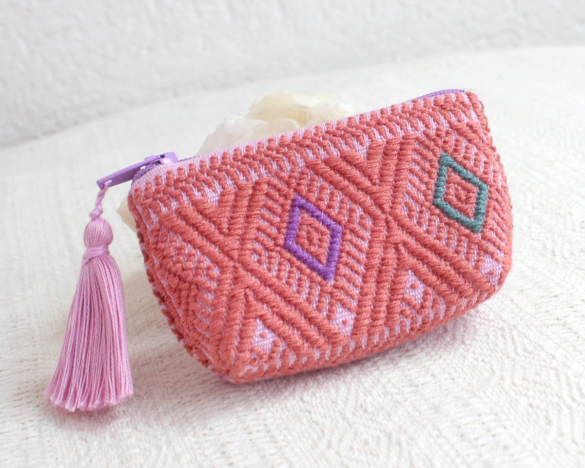 Mini Monedero Estrellitas Coral Lila