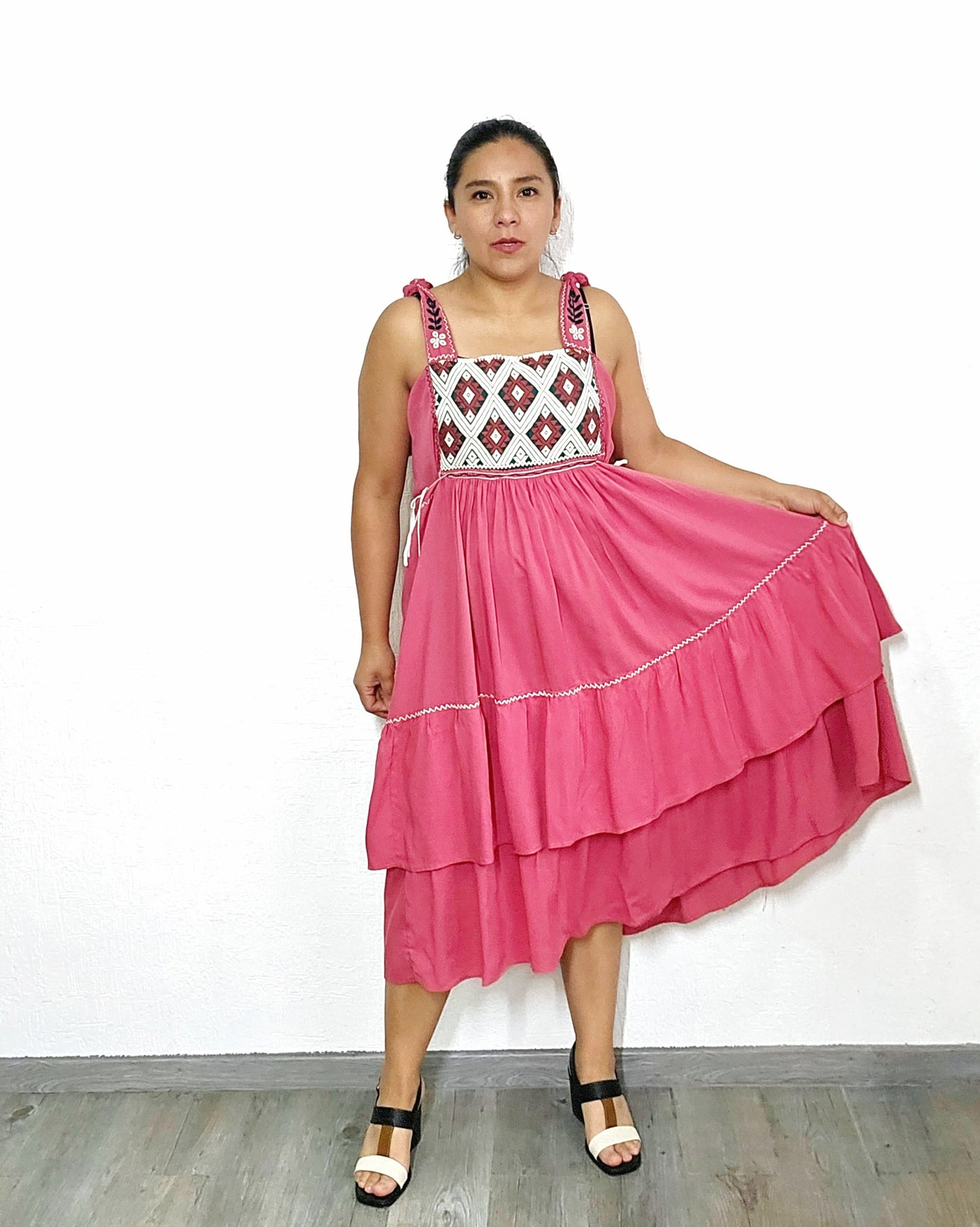 Vestido Fatima Telar Coral XL -XXL