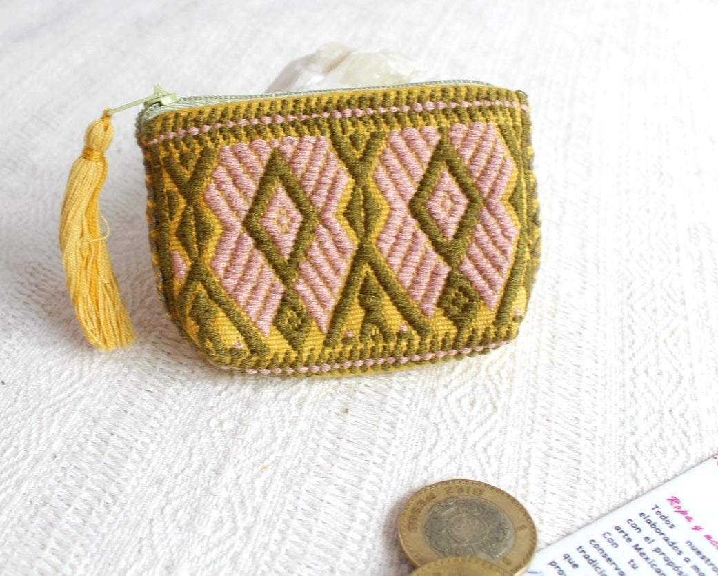 Mini Monedero Estrellas Amarillo Verde